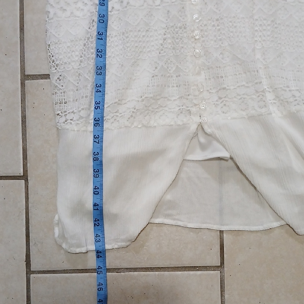 FOREVER 21 Womens Size XL White Lace Button-Down Midi Dress - Picture 4 of 6